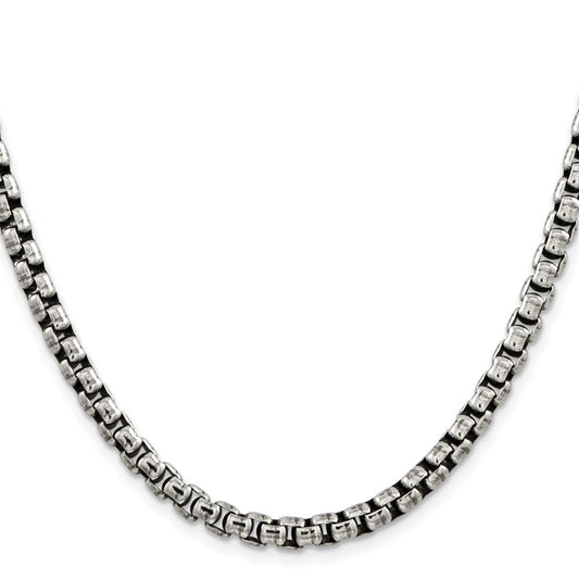 Sterling Silver Antiqued 5.2mm Round Box ChainQFC217