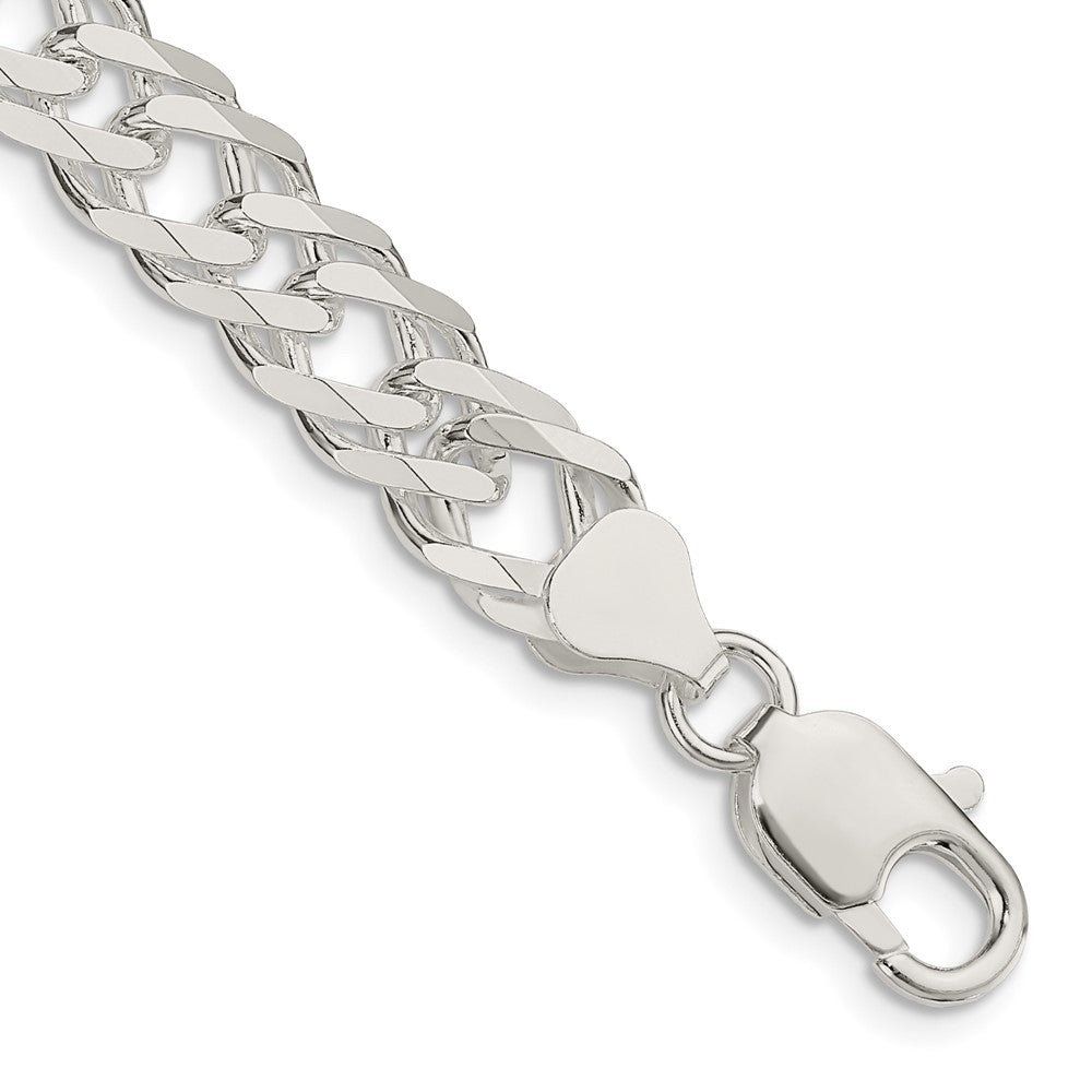 Sterling Silver 7.75mm 6 Side D/C Flat Double Curb Chain QFC219-8