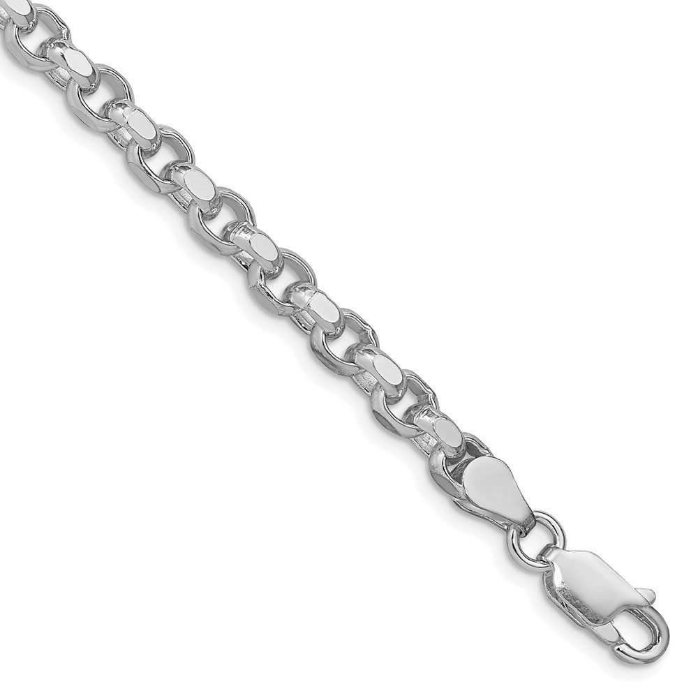 Sterling Silver Rhodium-plated 4mm Diamond-cut Rolo Chain QFC50R-8