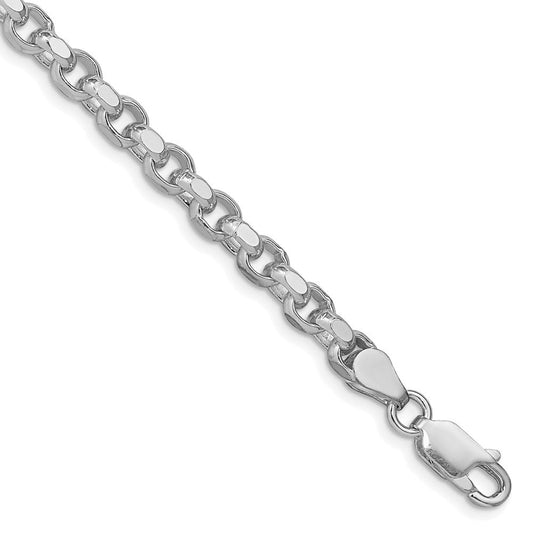 Sterling Silver Rhodium-plated 4mm Diamond-cut Rolo Chain QFC50R-8