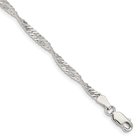 Sterling Silver 3mm Singapore Chain QFC70-8