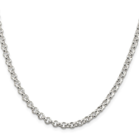 Amore La Vita Sterling Silver Rhodium-plated Polished 4.75mm 8 inch Half Round Belcher with Lobster Clasp Charm Bracelet QFC76
