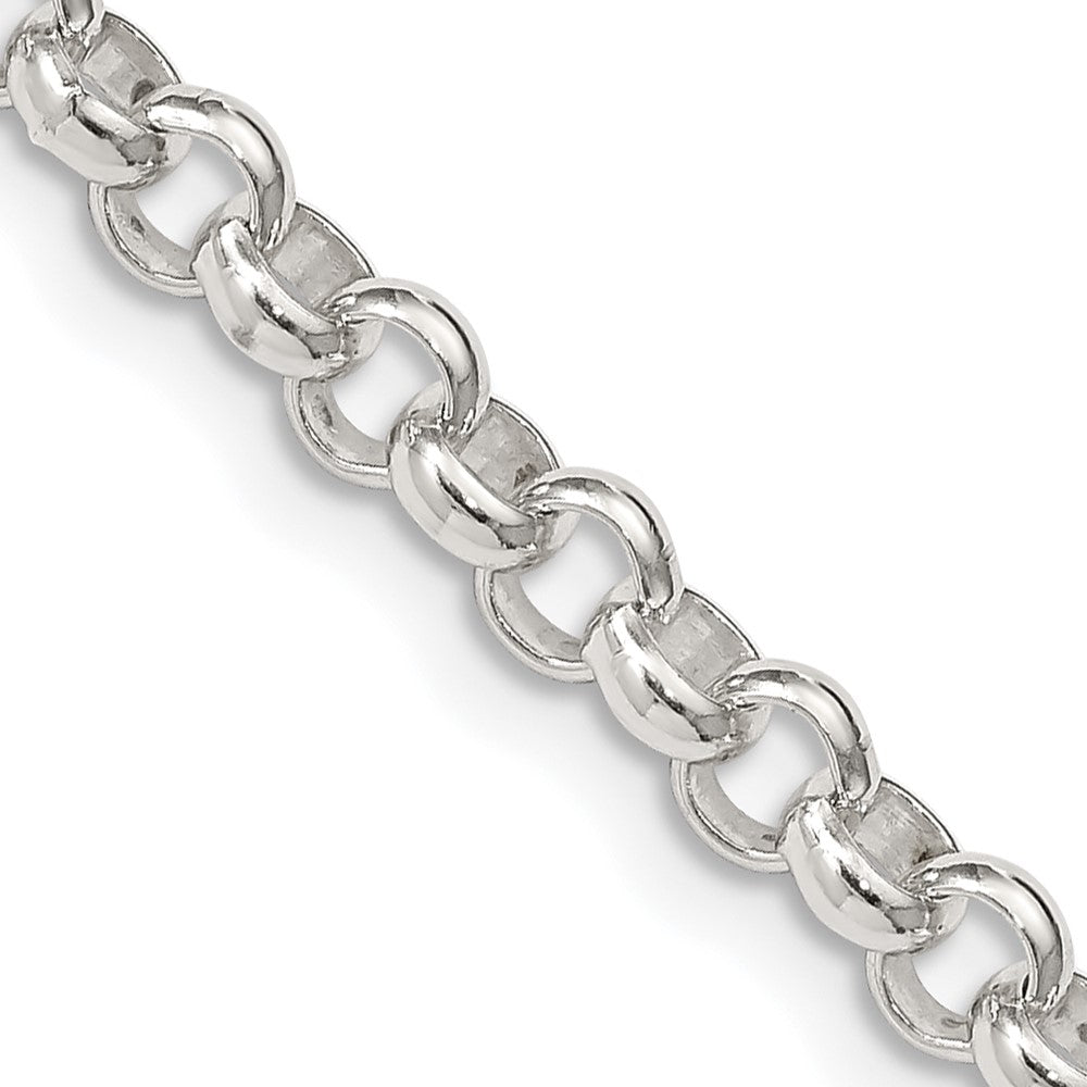 Amore La Vita Sterling Silver Rhodium-plated Polished 4.75mm 7 inch Half Round Belcher with Lobster Clasp Charm Bracelet QFC76