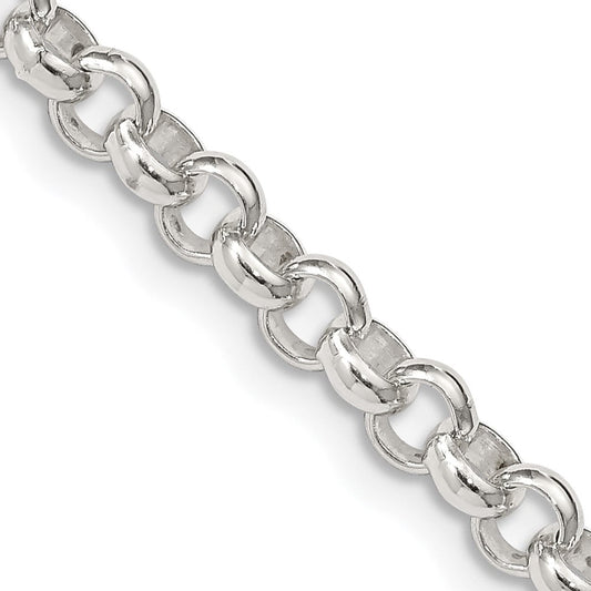 Amore La Vita Sterling Silver Rhodium-plated Polished 4.75mm 7 inch Half Round Belcher with Lobster Clasp Charm Bracelet QFC76