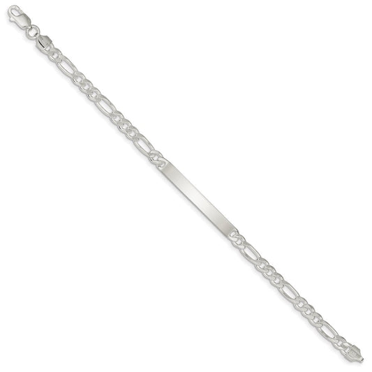 Sterling Silver Figaro Link ID Bracelet QFD150-7