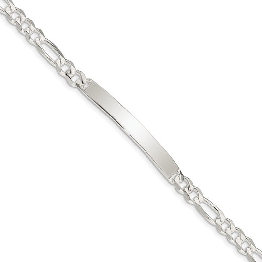 Sterling Silver Figaro Link ID Bracelet QFD150-7