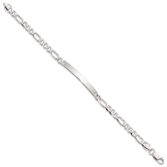 Sterling Silver Figaro Link ID Bracelet QFD150-8
