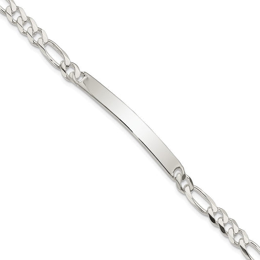 Sterling Silver Figaro Link ID Bracelet QFD150-8