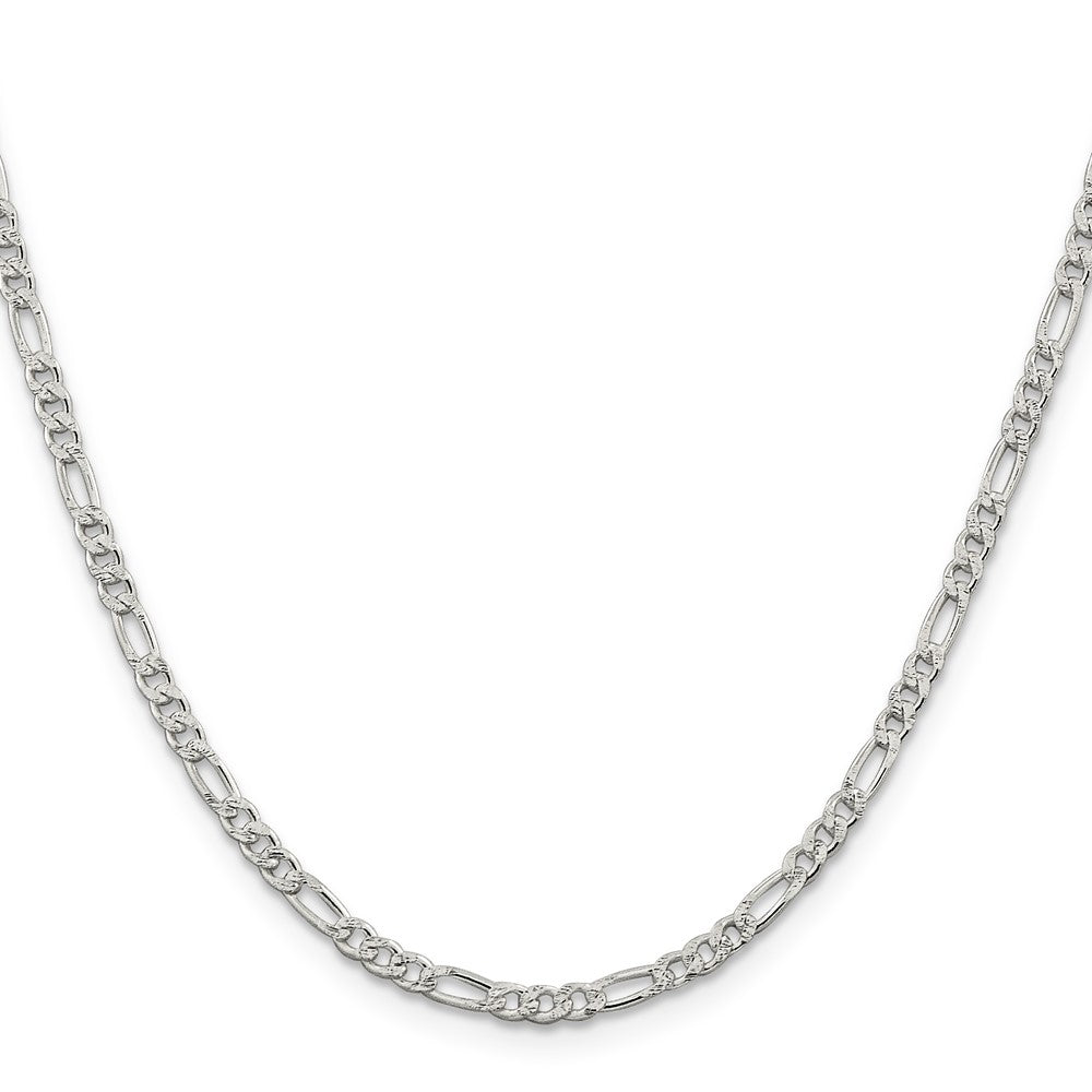 Sterling Silver 3mm Pav������������������������������������������������������ Flat Figaro ChainQFF080