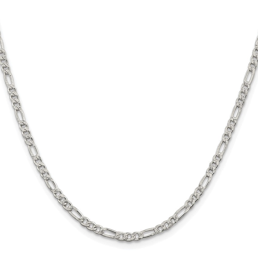 Sterling Silver Rhodium-plated 3mm Pav������������������������������������������������������ Flat Figaro ChainQFF080R