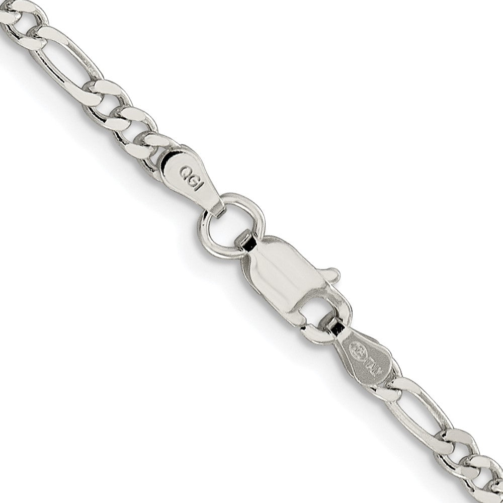 Sterling Silver Rhodium-plated 3mm Pav������������������������������������������������������ Flat Figaro ChainQFF080R