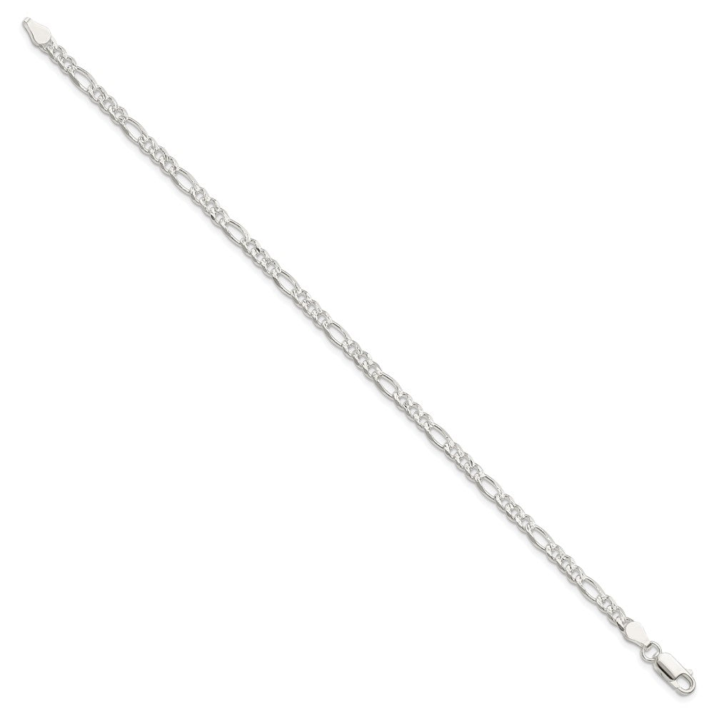 Sterling Silver 4mm Pav������������������ Flat Figaro Chain QFF100-8