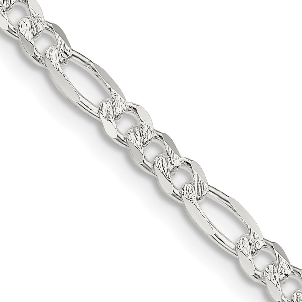 Sterling Silver 4mm Pav������������������������������������������������������ Flat Figaro ChainQFF100