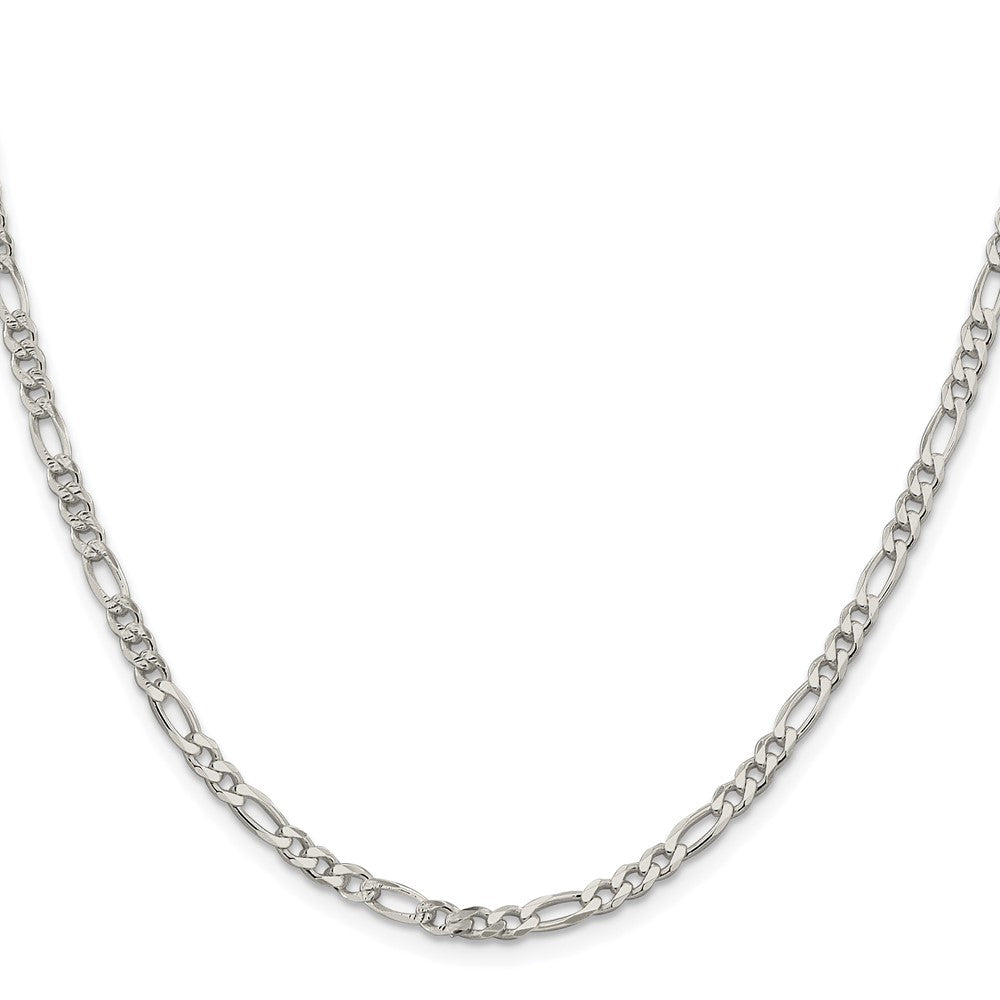 Sterling Silver Rhodium-plated 4mm Pav������������������������������������������������������ Flat Figaro ChainQFF100R