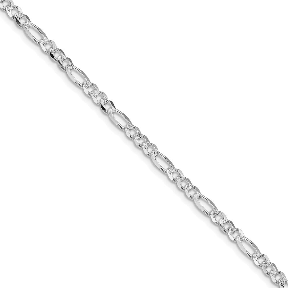 Sterling Silver Rhodium-plated 4mm Pav������������������������������������������������������ Flat Figaro ChainQFF100R
