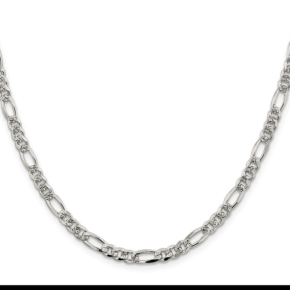 Sterling Silver 4.3mm Pav������������������������������������������������������ Flat Figaro ChainQFF120