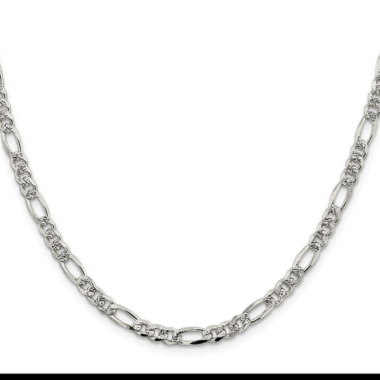 Sterling Silver 4.3mm Pav������������������������������������������������������ Flat Figaro ChainQFF120