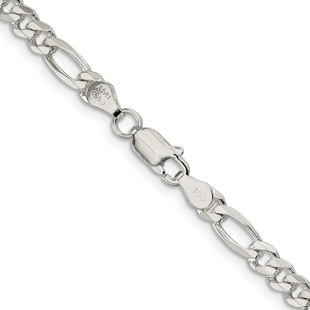 Sterling Silver 4.3mm Pav������������������������������������������������������ Flat Figaro ChainQFF120