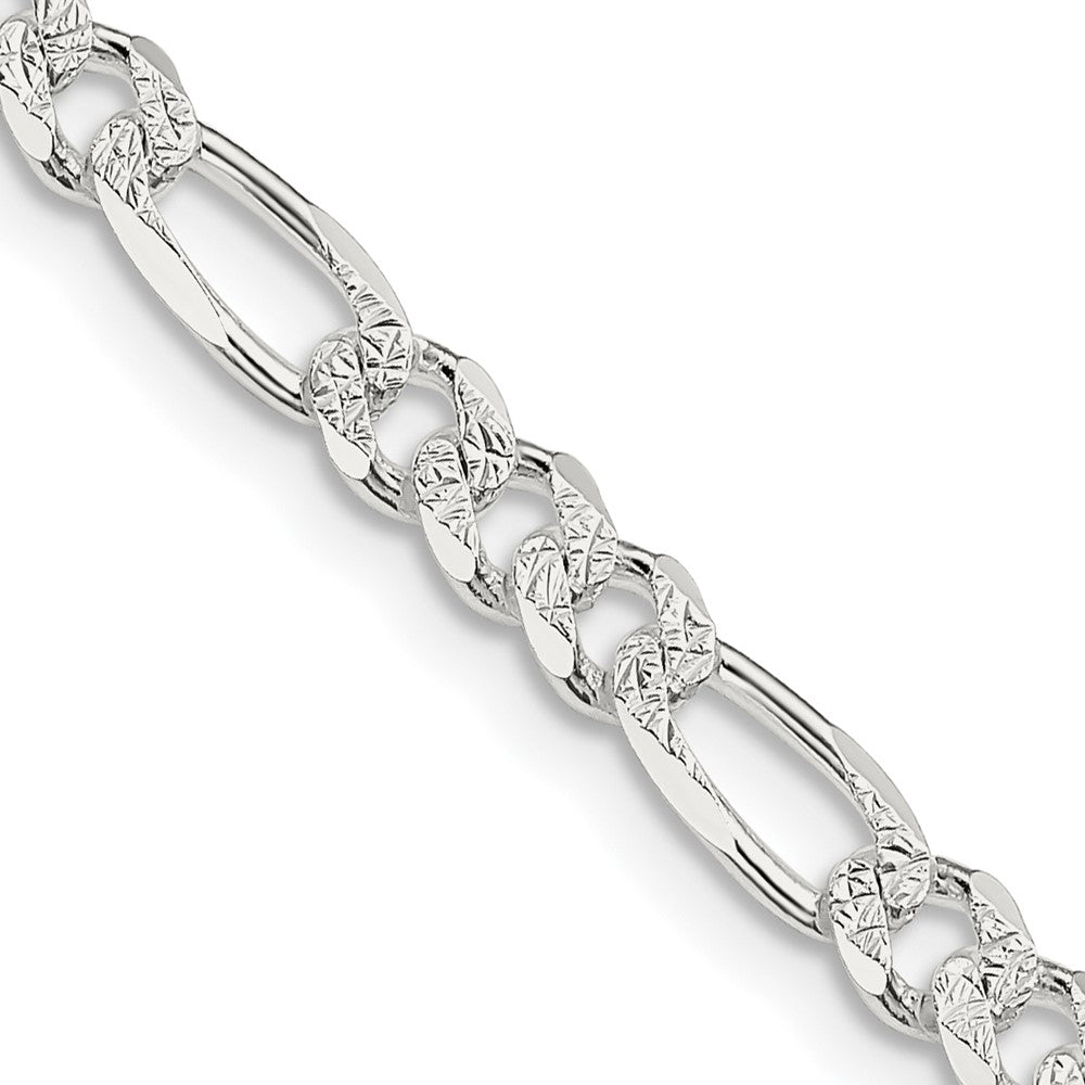 Sterling Silver 4.3mm Pav������������������������������������������������������ Flat Figaro ChainQFF120