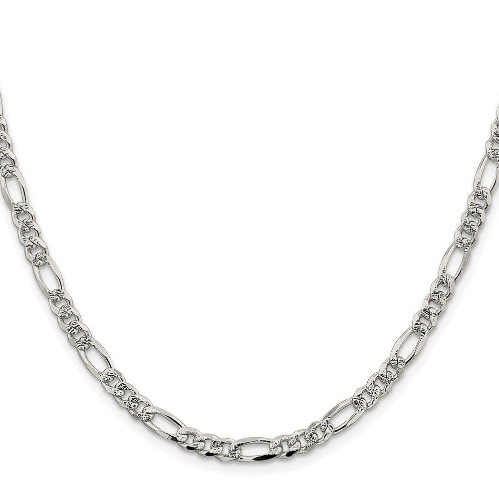 Sterling Silver Rhodium-plated 4.3mm Pav������������������������������������������������������ Flat Figaro ChainQFF120R