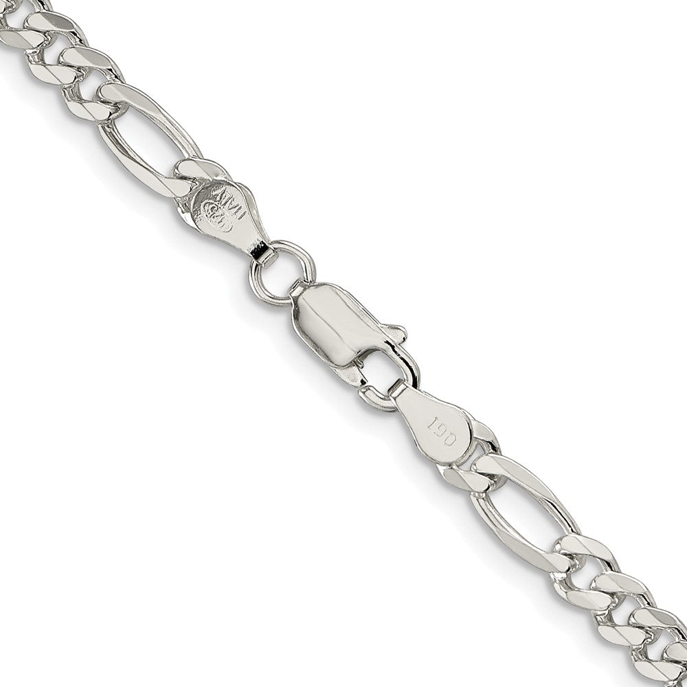 Sterling Silver Rhodium-plated 4.3mm Pav������������������������������������������������������ Flat Figaro ChainQFF120R