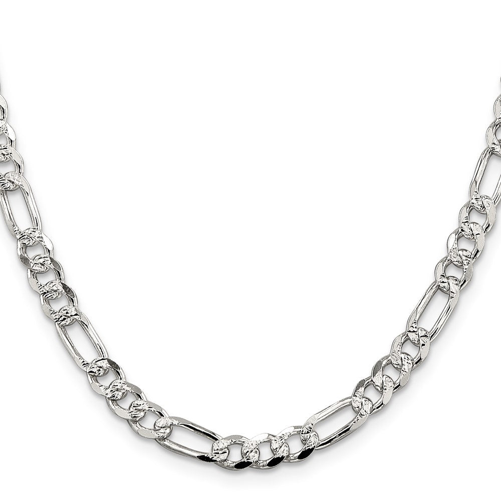Sterling Silver 5.5mm Pav������������������������������������������������������ Flat Figaro ChainQFF150