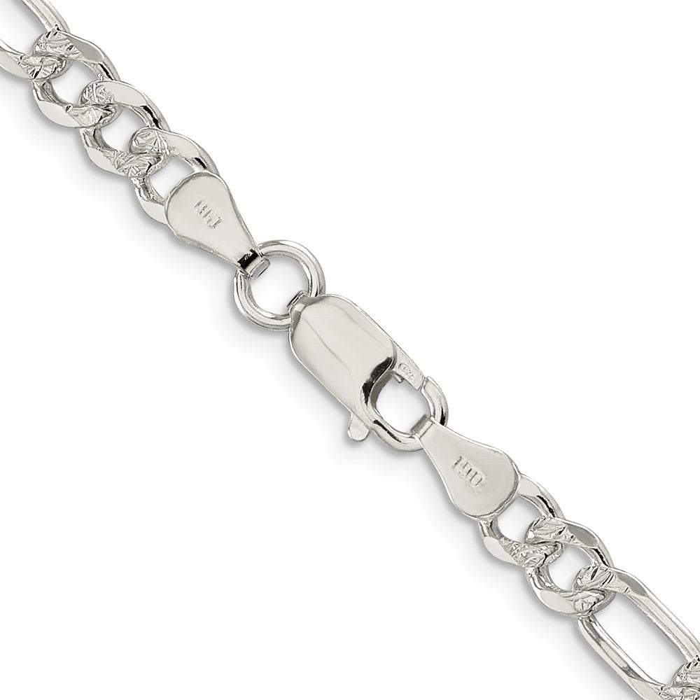 Sterling Silver 5.5mm Pav������������������������������������������������������ Flat Figaro ChainQFF150