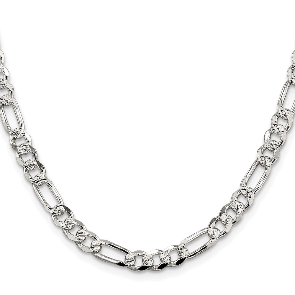 Sterling Silver Rhodium-plated 5.5mm Pav������������������������������������������������������ Flat Figaro ChainQFF150R