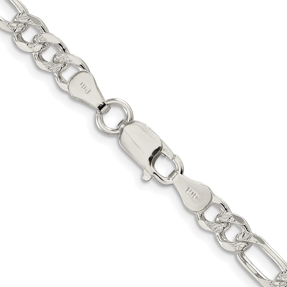 Sterling Silver Rhodium-plated 5.5mm Pav������������������������������������������������������ Flat Figaro ChainQFF150R
