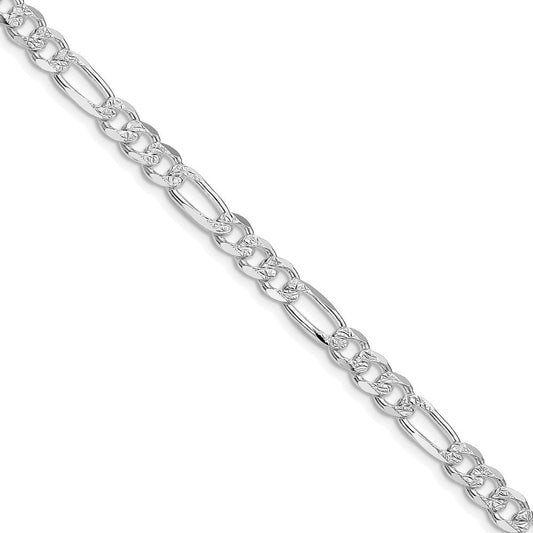 Sterling Silver Rhodium-plated 5.5mm Pav������������������������������������������������������ Flat Figaro ChainQFF150R