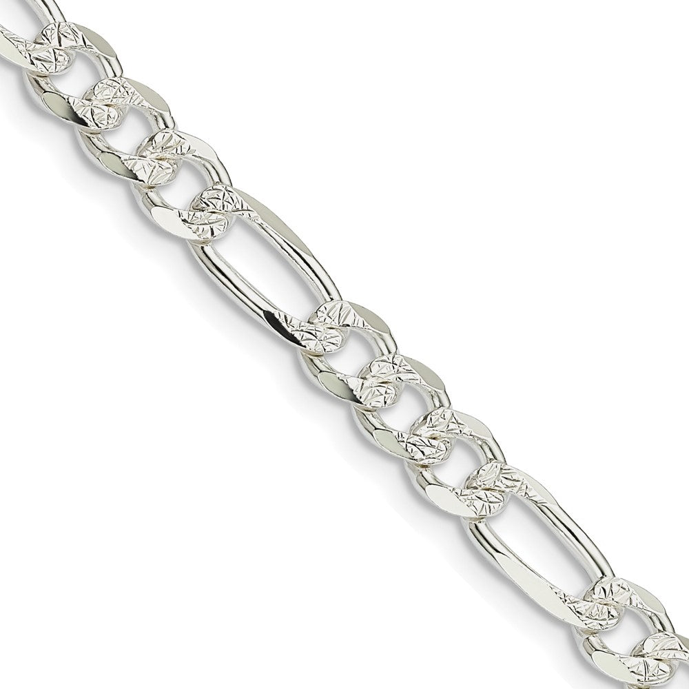 Sterling Silver 5.5mm Pav������������������������������������������������������ Flat Figaro ChainQFF150