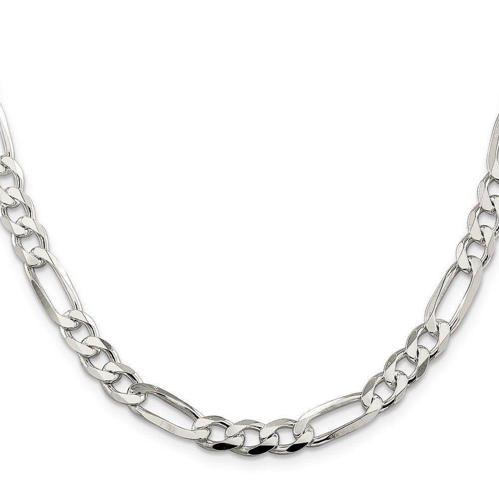 Sterling Silver 7.0mm Pav������������������������������������������������������ Flat Figaro ChainQFF180