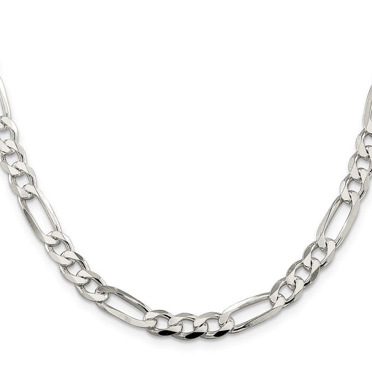 Sterling Silver 7.0mm Pav������������������������������������������������������ Flat Figaro ChainQFF180