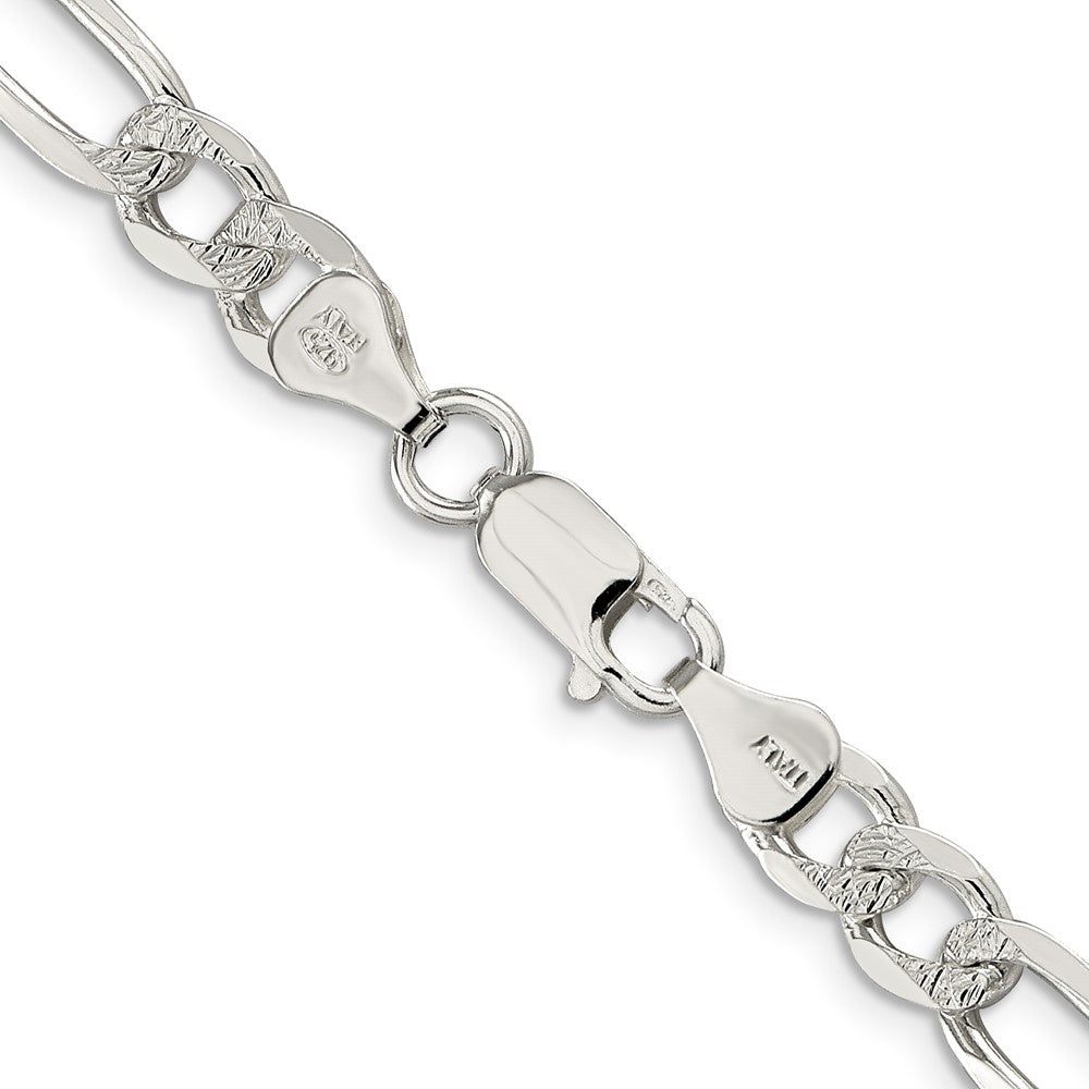 Sterling Silver 7.0mm Pav������������������������������������������������������ Flat Figaro ChainQFF180
