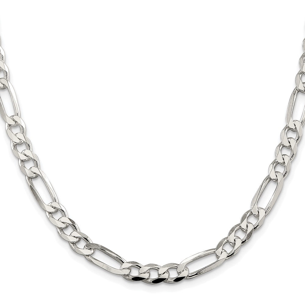 Sterling Silver Rhodium-plated 6.75mm Pav������������������������������������������������������ Flat Figaro ChainQFF180R