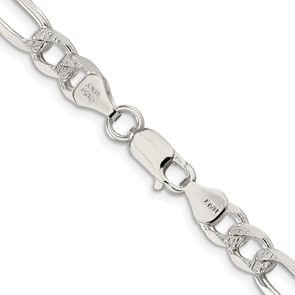 Sterling Silver Rhodium-plated 6.75mm Pav������������������������������������������������������ Flat Figaro ChainQFF180R