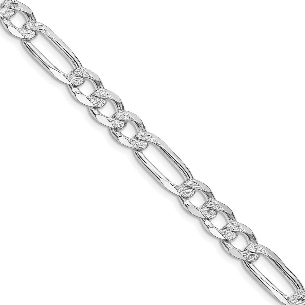 Sterling Silver Rhodium-plated 6.75mm Pav������������������������������������������������������ Flat Figaro ChainQFF180R