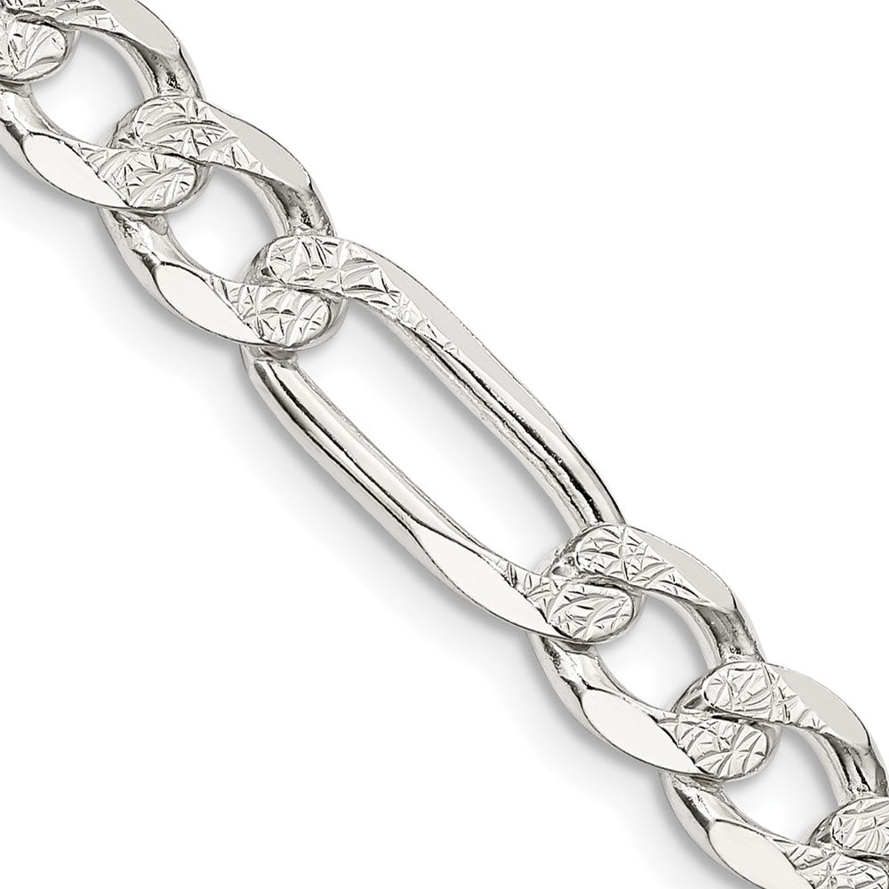Sterling Silver 7.0mm Pav������������������������������������������������������ Flat Figaro ChainQFF180