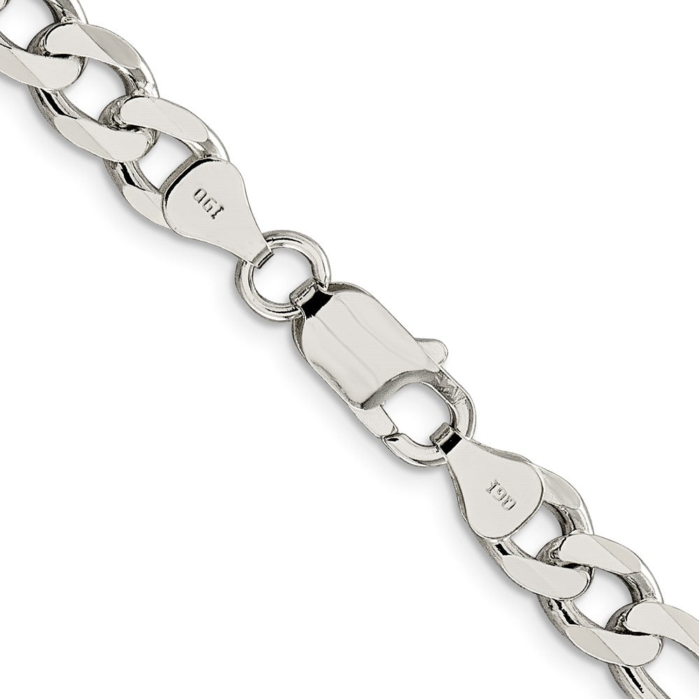 Sterling Silver 7.25mm Pav������������������������������������������������������ Flat Figaro ChainQFF200