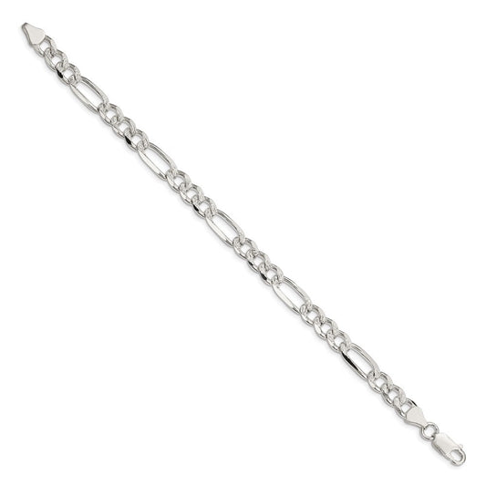 Sterling Silver 7.25mm Pave Flat Figaro Chain QFF200-8