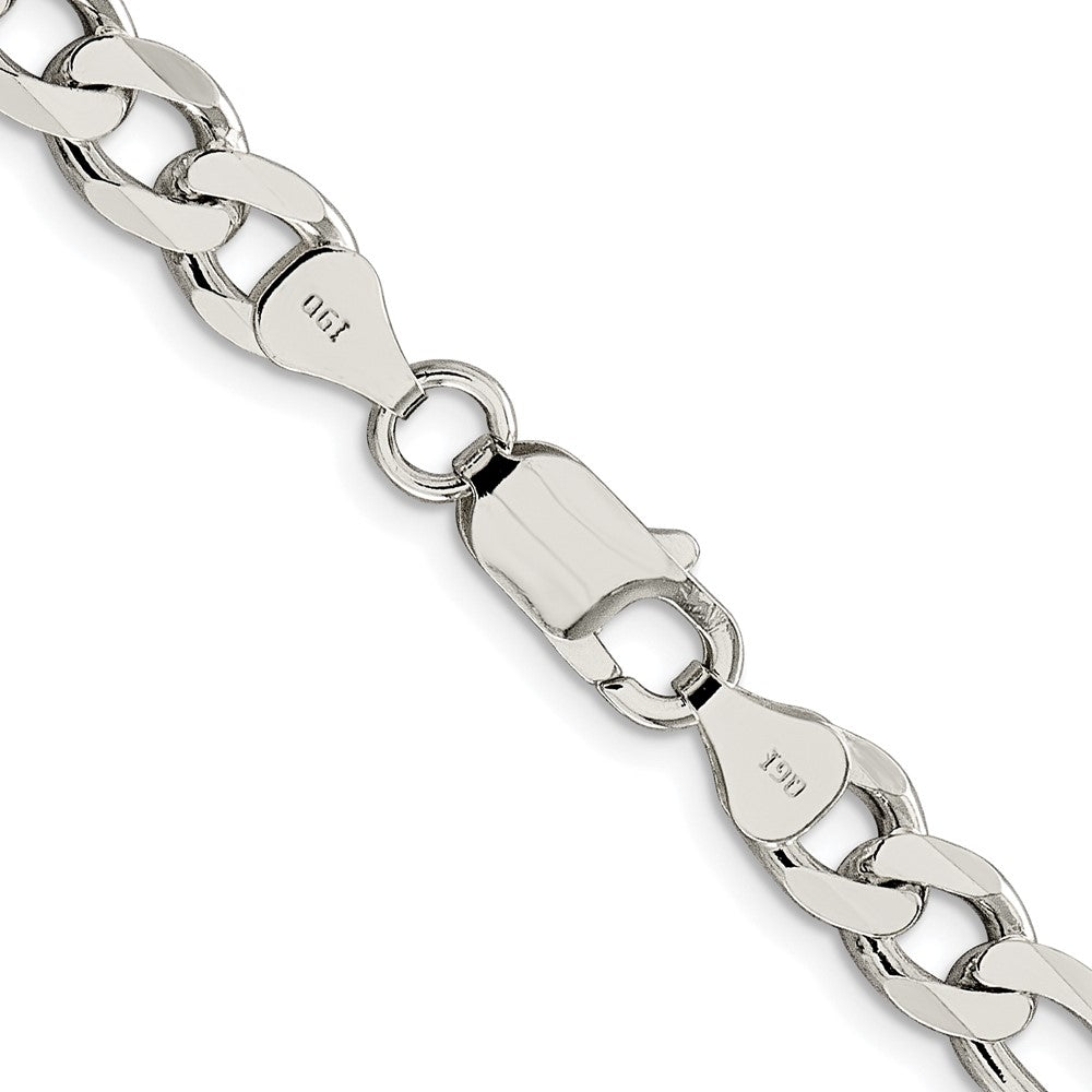 Sterling Silver Rhodium-plated 7.25mm Pav������������������������������������������������������ Flat Figaro ChainQFF200R