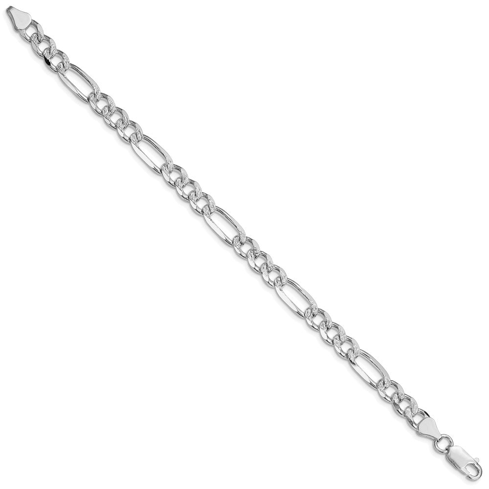 Sterling Silver Rhodium-plated 7.25mm Pav������������������������������������������������������ Flat Figaro Chain QFF200R-8