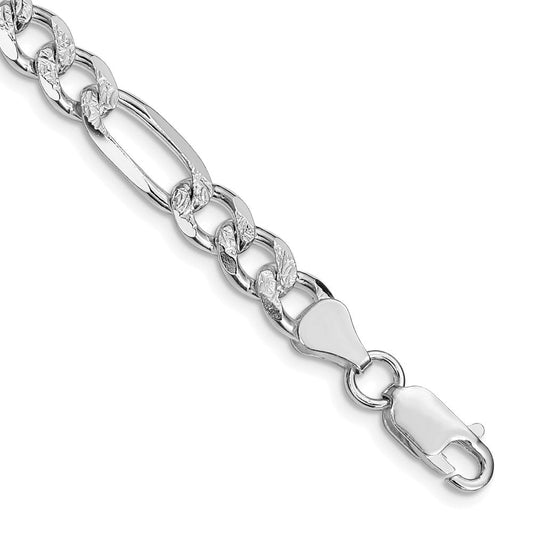 Sterling Silver Rhodium-plated 7.25mm Pav������������������������������������������������������ Flat Figaro Chain QFF200R-8