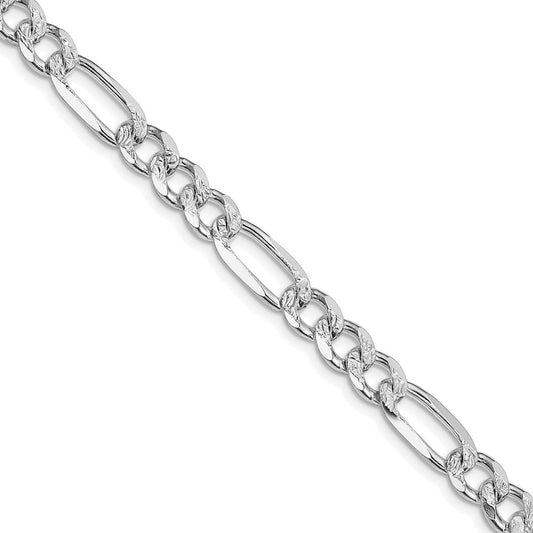 Sterling Silver Rhodium-plated 7.25mm Pav������������������������������������������������������ Flat Figaro ChainQFF200R