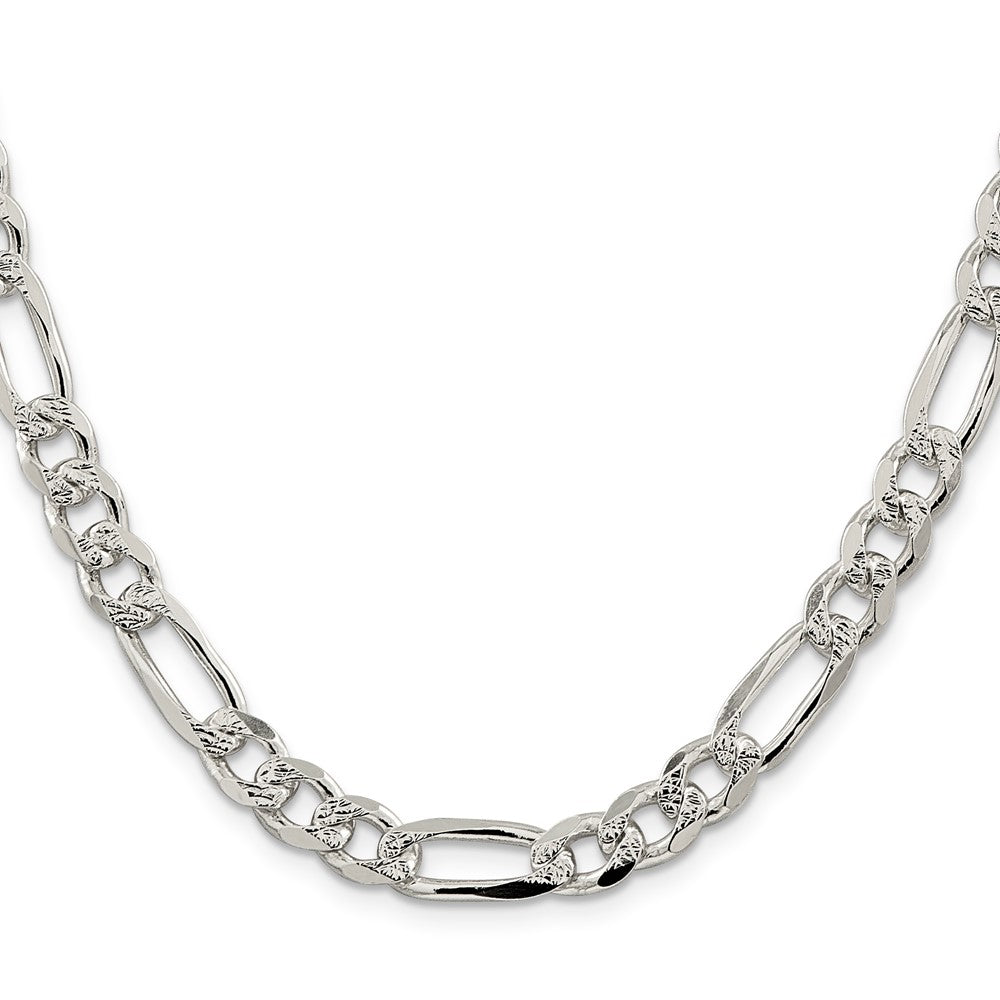 Sterling Silver 8mm Pav������������������������������������������������������ Flat Figaro ChainQFF220