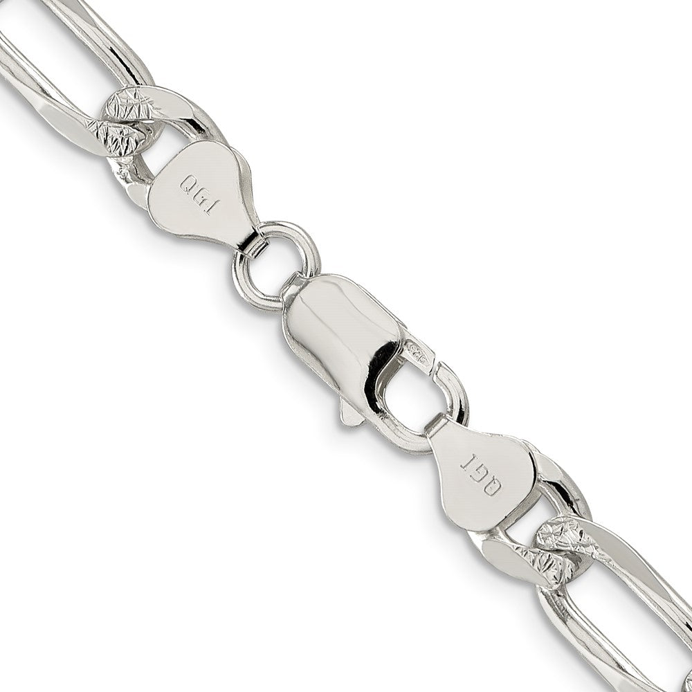 Sterling Silver 8mm Pav������������������������������������������������������ Flat Figaro ChainQFF220