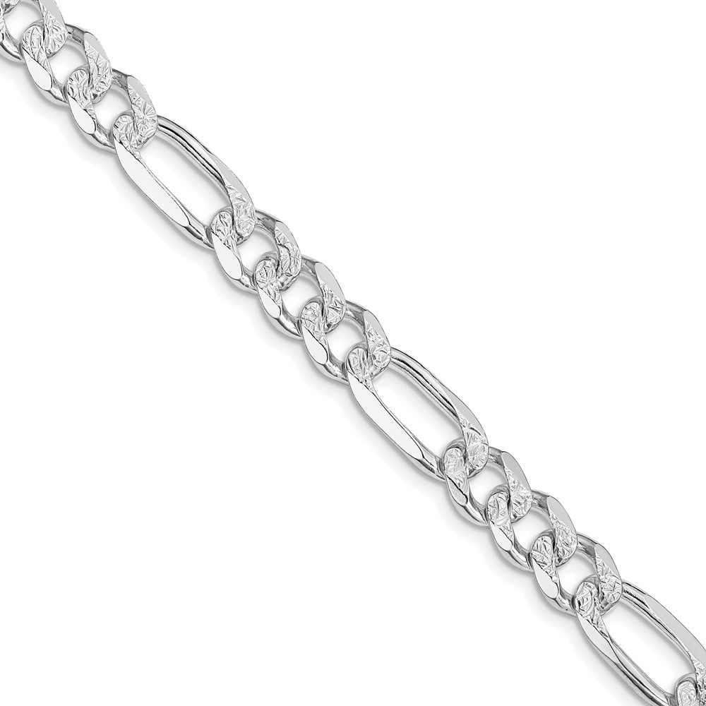 Sterling Silver Rhodium-plated 8mm Pav������������������������������������������������������ Flat Figaro ChainQFF220R