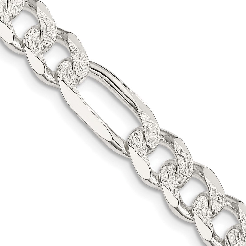 Sterling Silver 8mm Pav������������������������������������������������������ Flat Figaro ChainQFF220