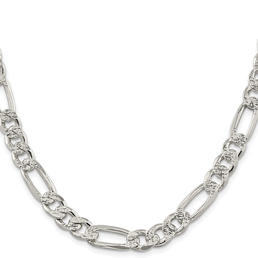 Sterling Silver Rhodium-plated 9.5mm Pav������������������������������������������������������ Flat Figaro ChainQFF250R