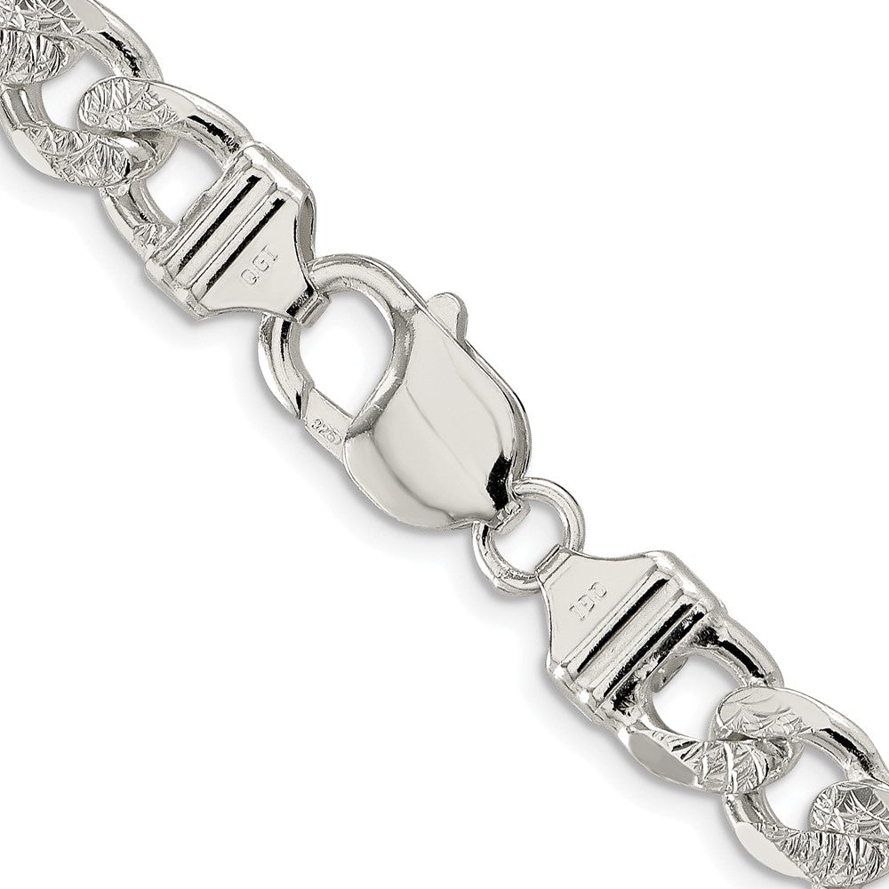 Sterling Silver Rhodium-plated 9.5mm Pav������������������������������������������������������ Flat Figaro ChainQFF250R